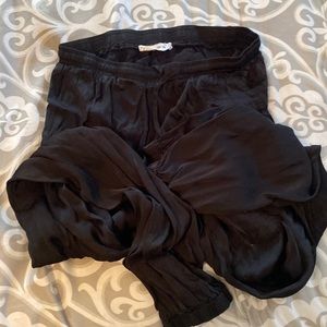 black silk joggers